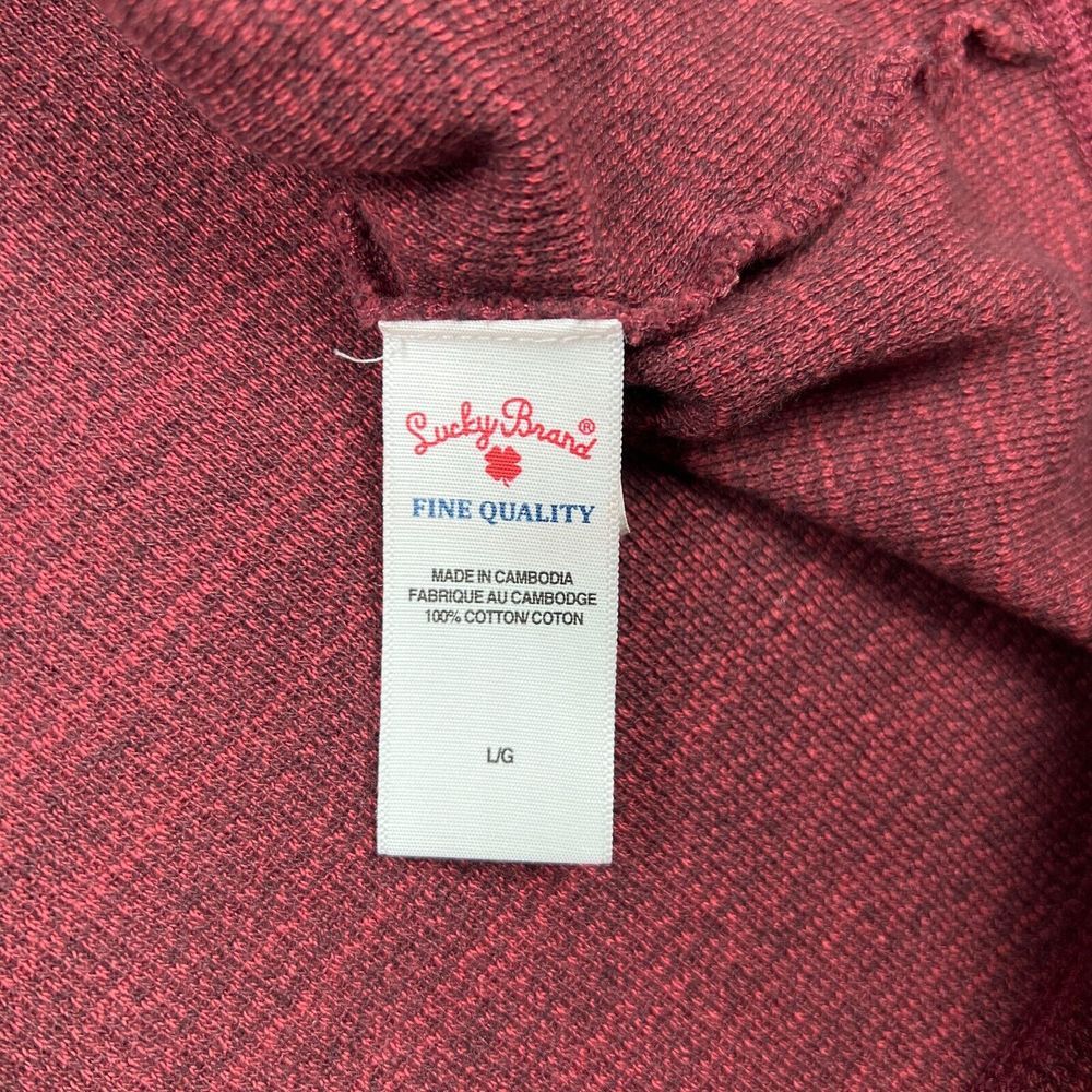 Lucky‎ Brand Sweater Mens Large Red Thermal 1/4 Zip Mock Neck Pullover Pockets - Picture 11 of 13